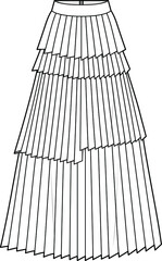 Obraz premium women pleated layered skirt fashion flat sketch vector illustration