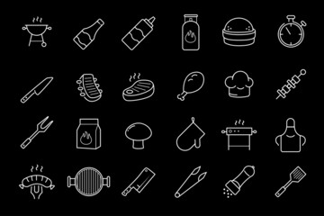 Grill, steak house, barbecue vector icon set.	