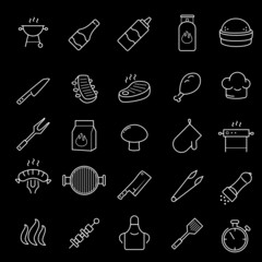 Grill, steak house, barbecue vector icon set.	