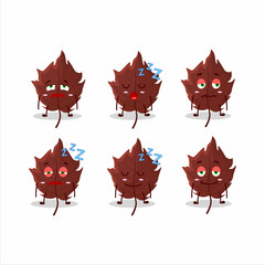 Cartoon character of brown autumn leaf with sleepy expression