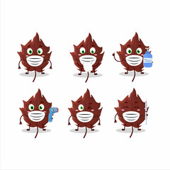 A picture of brown autumn leaf cartoon design style keep staying healthy during a pandemic