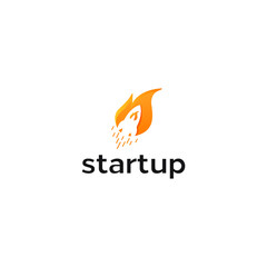 Obraz premium simple, clean startup logo design. vector icon illustration inspiration. rocket logos