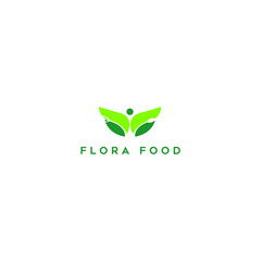 Flora Food logo design, spoon, fork icon, leaf vector icon illustration inspiration.