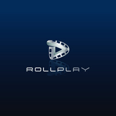 roll and play logo design, vector icon movie sign illustration inspiration