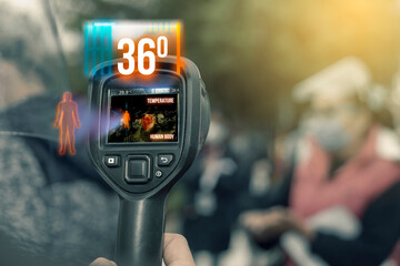 temperature taking with infrared thermometer, state-of-the-art technology.