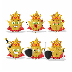 A Charismatic King maple yellow leaf cartoon character wearing a gold crown