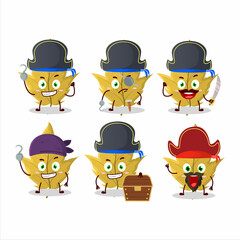 Cartoon character of maple yellow leaf with various pirates emoticons