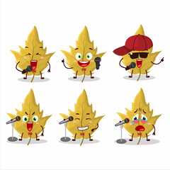 A Cute Cartoon design concept of maple yellow leaf singing a famous song