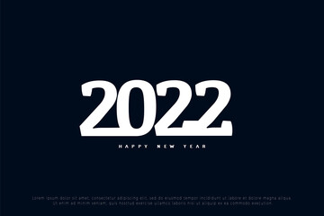 Happy new year 2022 with white numbers.