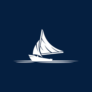sailboat logo design vector graphic