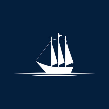 sailboat logo design vector graphic