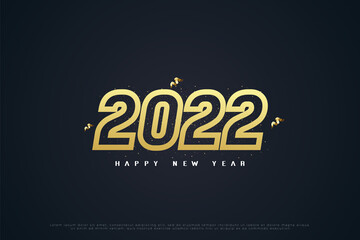 Happy new year 2022 with a number illustration with a hole in the middle.