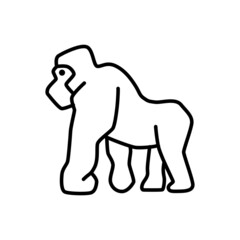 Outline figures of animal. Vector icon gorilla, ape