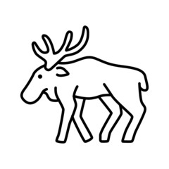 Outline figures of animal. Vector icon moose, elk