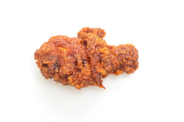 fried chicken with spicy Korean sauce on white background