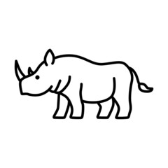 Outline figures of African animal. Vector icon rhinoceros