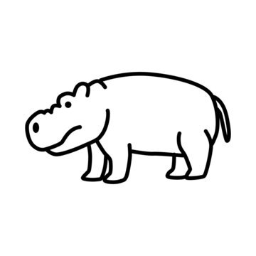 Outline figures of animal. Vector icon hippopotamus