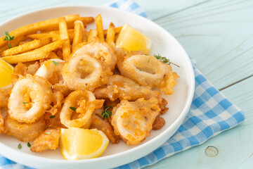 calamari - fried squid or octopus with fries