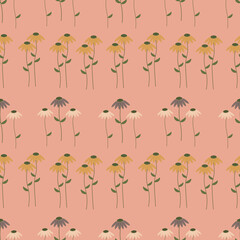 Cute flowers vector ilustration seamless patern with pink background.Great for textile,fabric,wrapping paper,and any print.Eps 10.