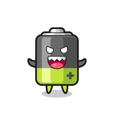 illustration of evil battery mascot character