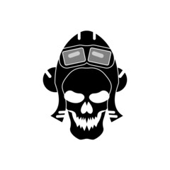 black skull head wearing head protection icon logo