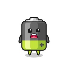 the shocked face of the cute battery mascot
