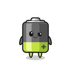 battery cartoon with an arrogant expression