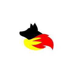 black wolf with a yellow and red taii icon logo