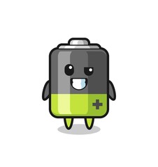 cute battery mascot with an optimistic face