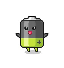 naughty battery character in mocking pose