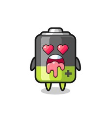 the falling in love expression of a cute battery with heart shaped eyes