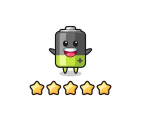 the illustration of customer best rating, battery cute character with 5 stars