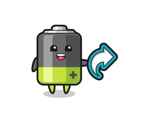 cute battery hold social media share symbol