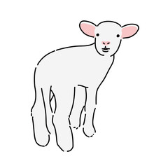 子羊の全身　シンプルなベクターイラスト
