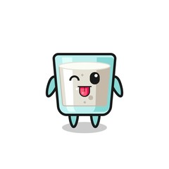cute milk character in sweet expression while sticking out her tongue