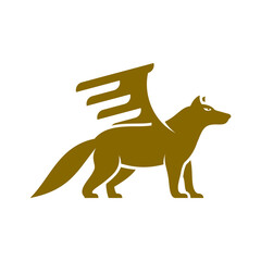 winged wolf logo design brand or company name symbol