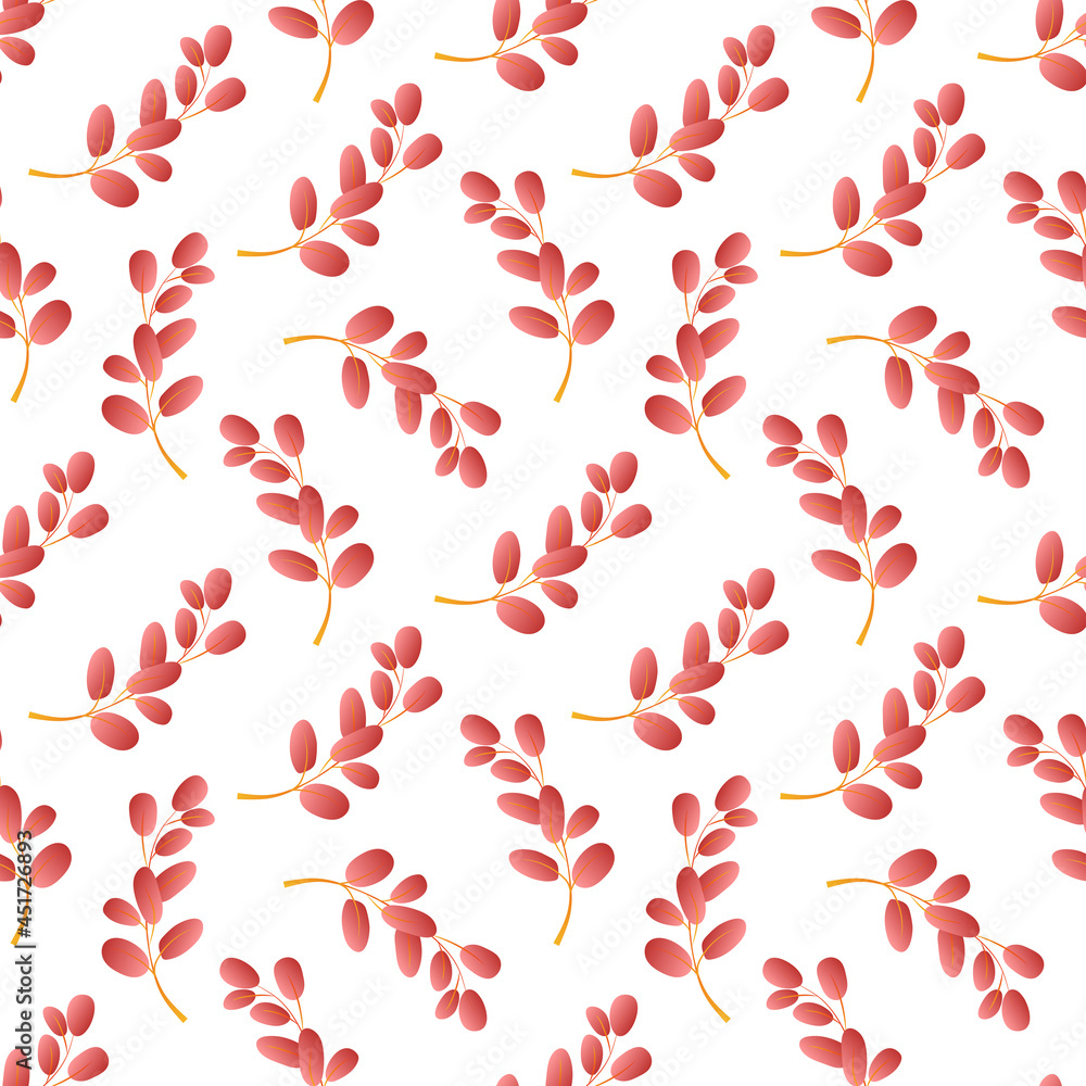 Poster autumn leaves pattern seamless. abstract red leaves, branches of fall forest trees repeating endless