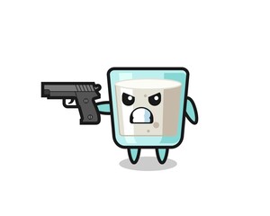 the cute milk character shoot with a gun
