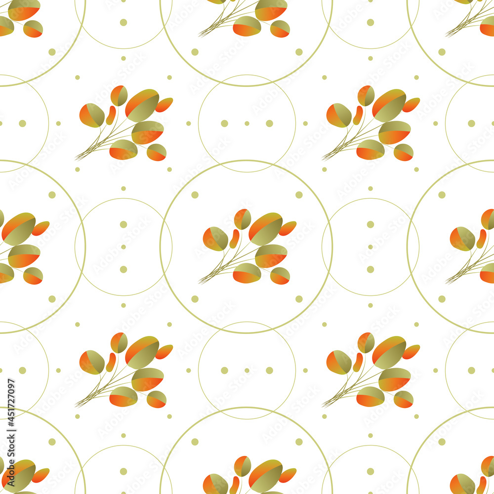 Aufkleber autumn leaves pattern seamless. abstract fall fallen leaves in circle geometric shapes endless ornat