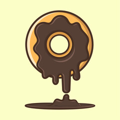 Donut melted illustration with outline Premium Vector. sweet donut melted vector illustration.