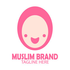 llustration of a Muslim woman's face icon logo