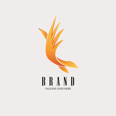 Fototapeta na wymiar Flying bird logo flapping its wings like a phoenix