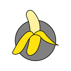 lustration of yellow banana peeled icon
