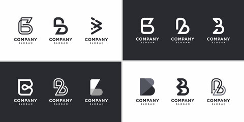 Letter B collection with modern creative style Premium Vector