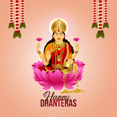 Vector illustration of Goddess laxami for happy dhanteras celebration greeting card