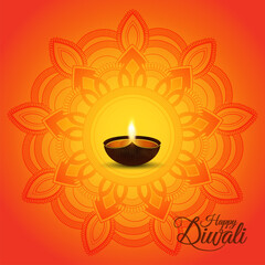 Happy diwali indian festival, the festival of light celebration greeting card