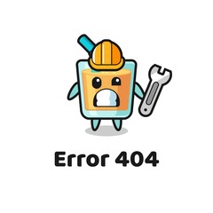 error 404 with the cute orange juice mascot