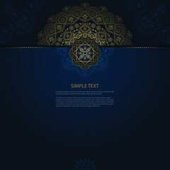Ornament template design on a dark blue background. Mandala. Great for invitations, business cards, flyers, menus, brochures, postcards, backgrounds, wallpapers, decorations, or any desired idea.