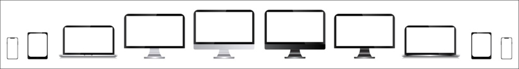 Devices screen set collection - smartphone tablet laptop computer monitor vector