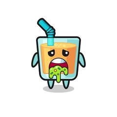 the cute orange juice character with puke